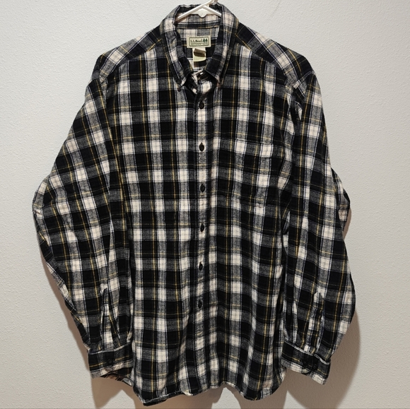 Vintage L.L. Bean Barn Flannel Shirt Shacket Large Button Down Collared Cotton - Picture 1 of 5